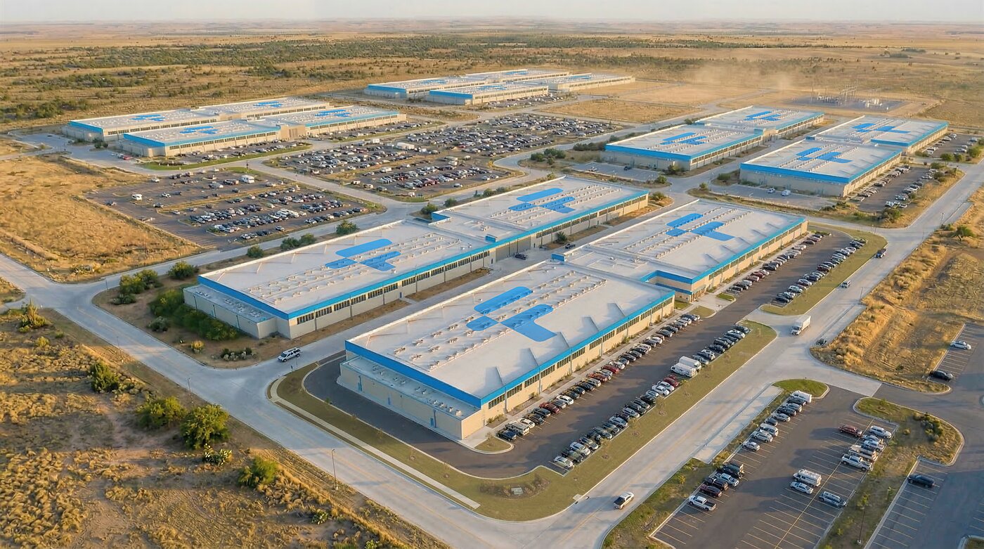 Data halls at full build — concept render